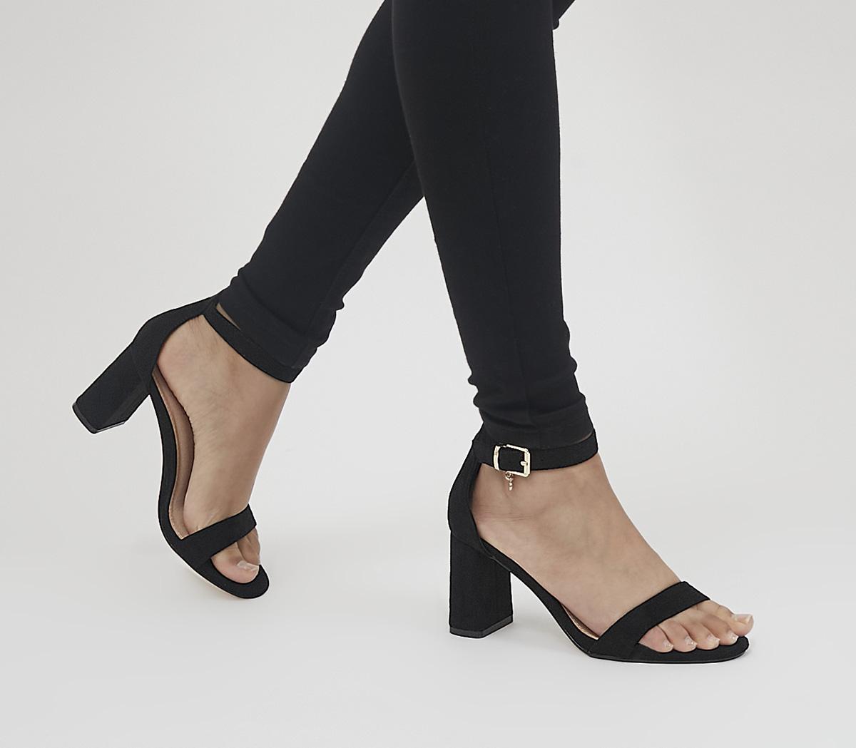 Black closed block hot sale heels