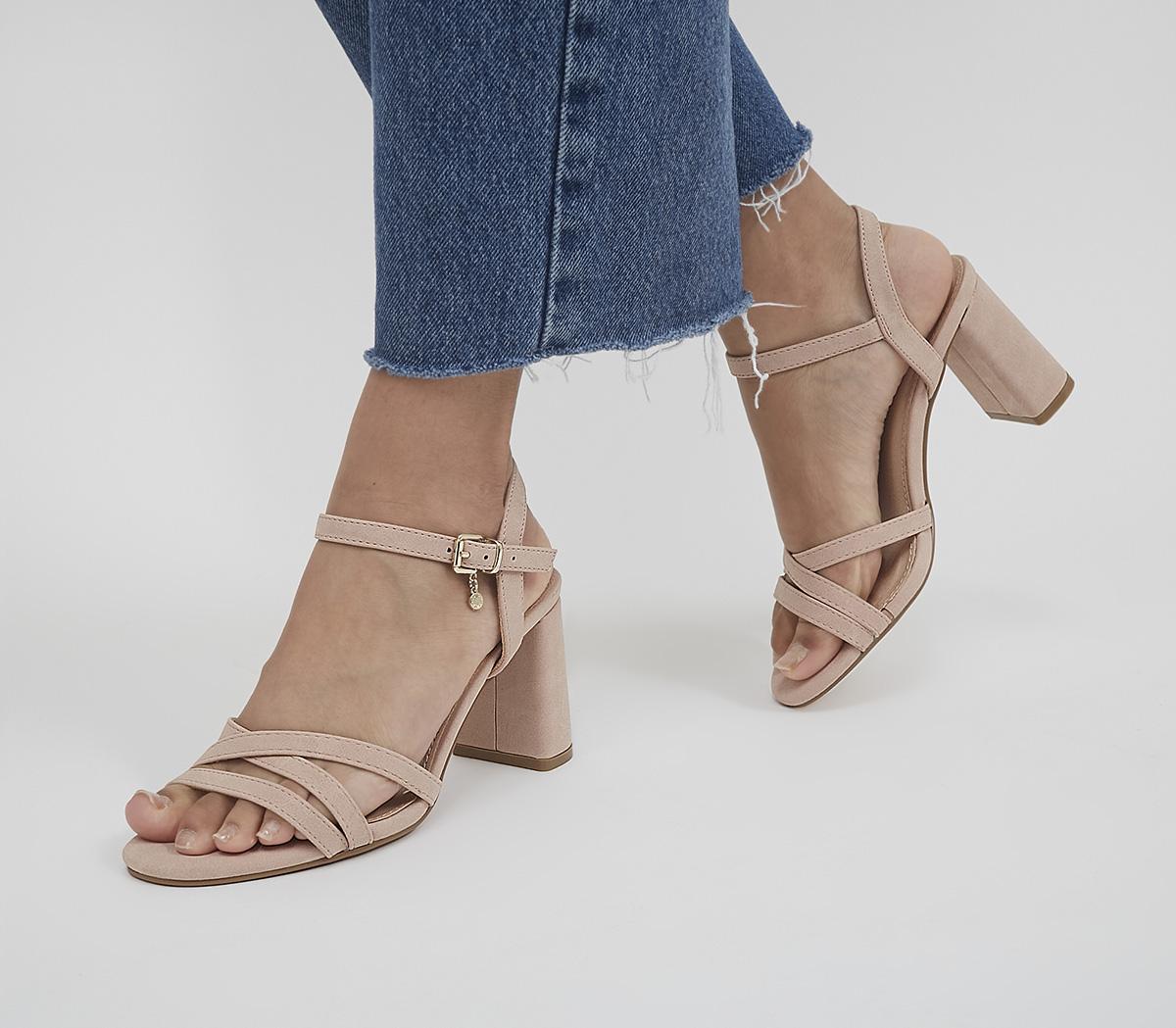 Moonstone Two Part Strappy Block Heeled Sandals Nude