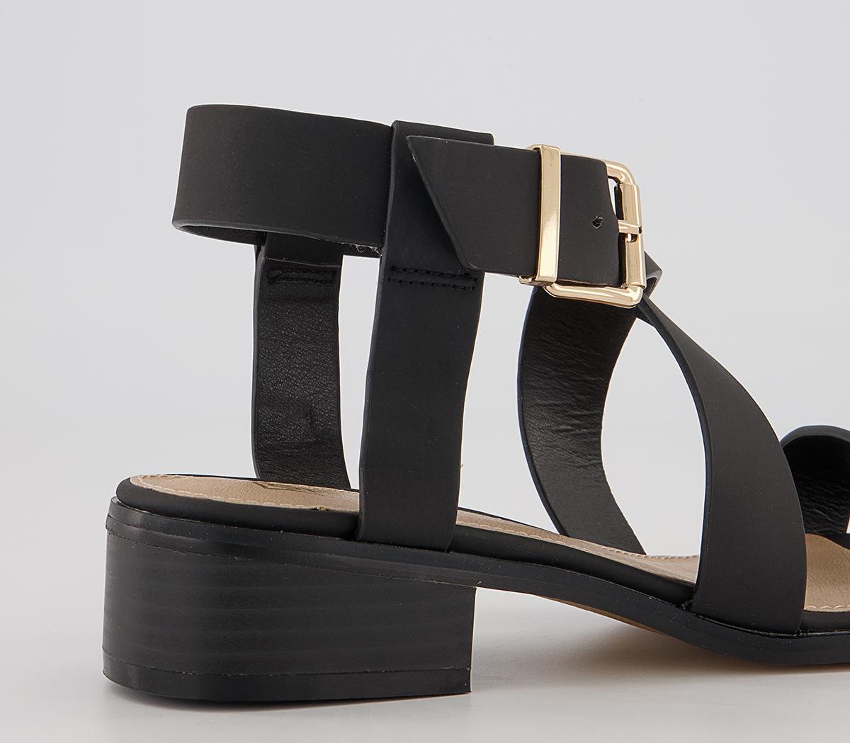 Office Measuring Cross Strap Block Heels Office Measuring Cross Strap Block Heels Black