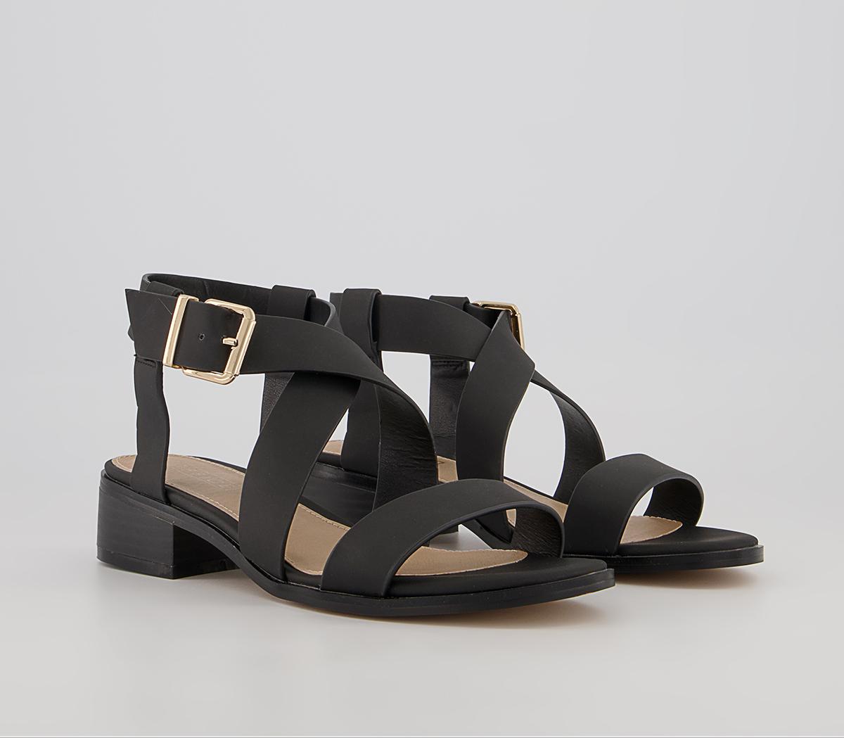 Office Measuring Cross Strap Block Heels Office Measuring Cross Strap Block Heels Black