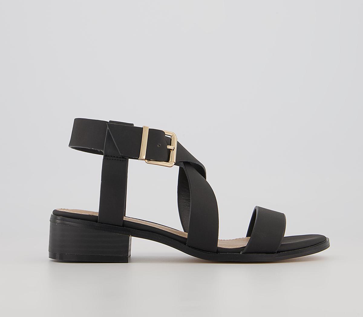Office Measuring Cross Strap Block Heels Office Measuring Cross Strap Block Heels Black