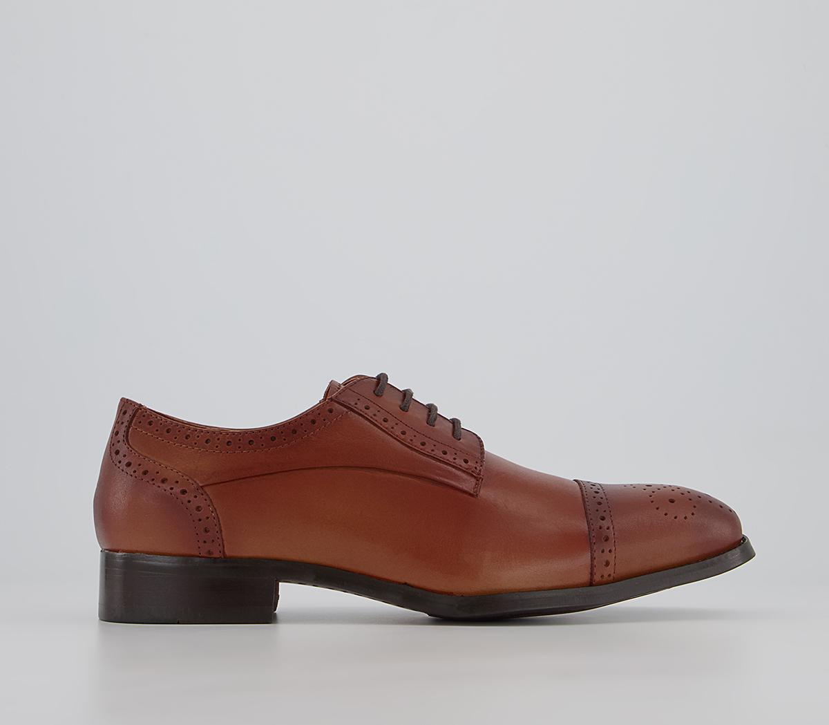 OFFICE Mitcham Toe Cap Derby Shoes Tan Leather - Men’s Smart Shoes