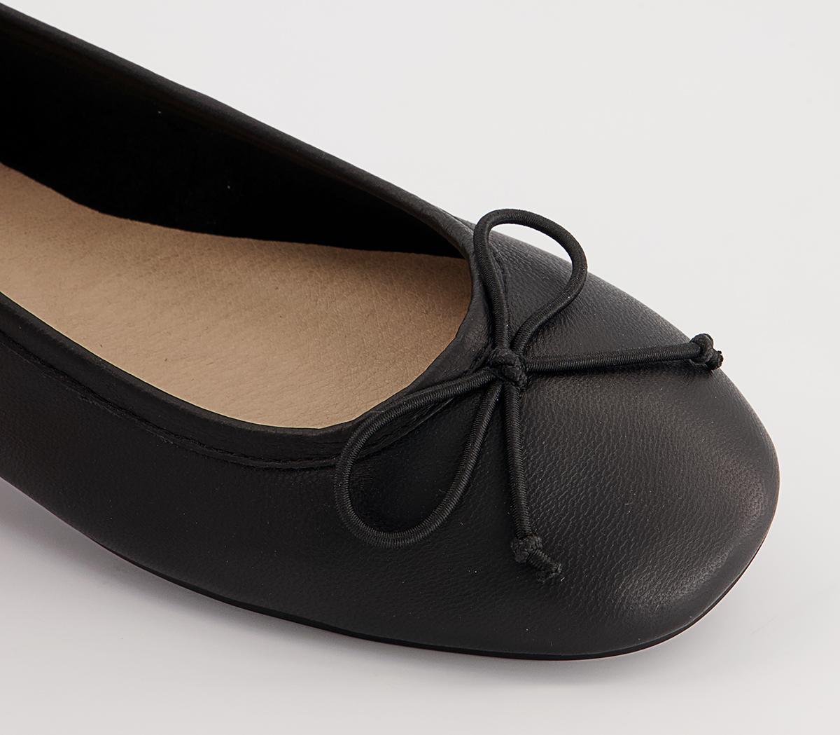 Office Feared Bow Ballet Shoes Office Feared Bow Ballet Shoes Black Leather