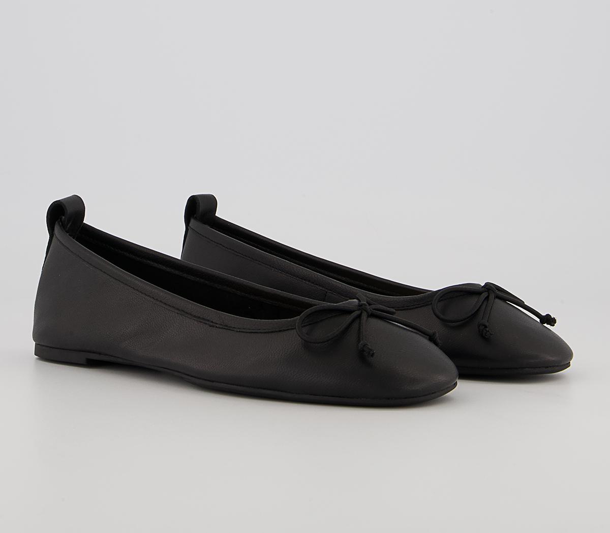 Office Feared Bow Ballet Shoes Office Feared Bow Ballet Shoes Black Leather