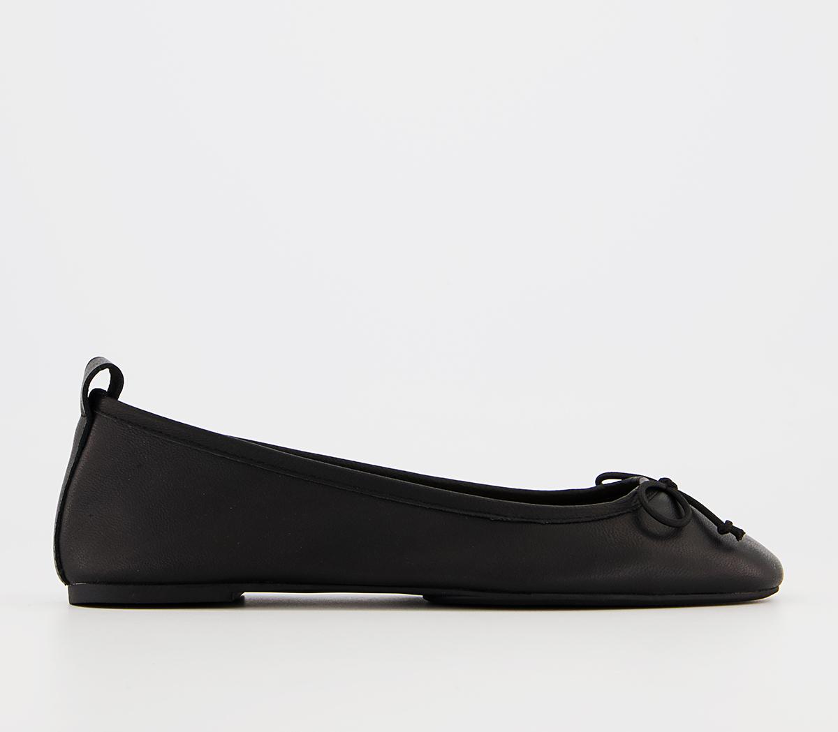 Office Feared Bow Ballet Shoes Office Feared Bow Ballet Shoes Black Leather