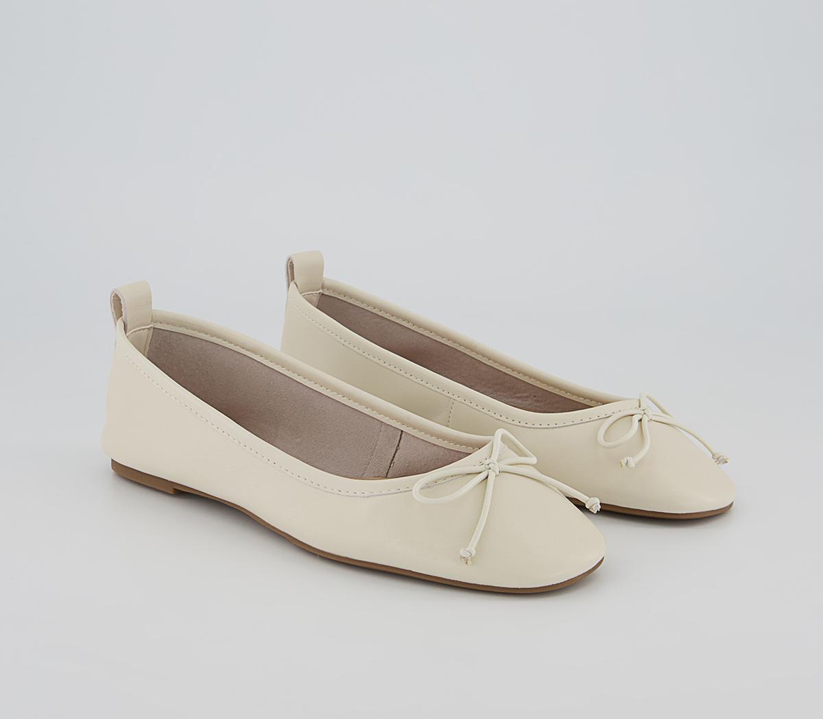 OFFICE Womens Feared Bow Ballet Shoes Off White Leather, 9
