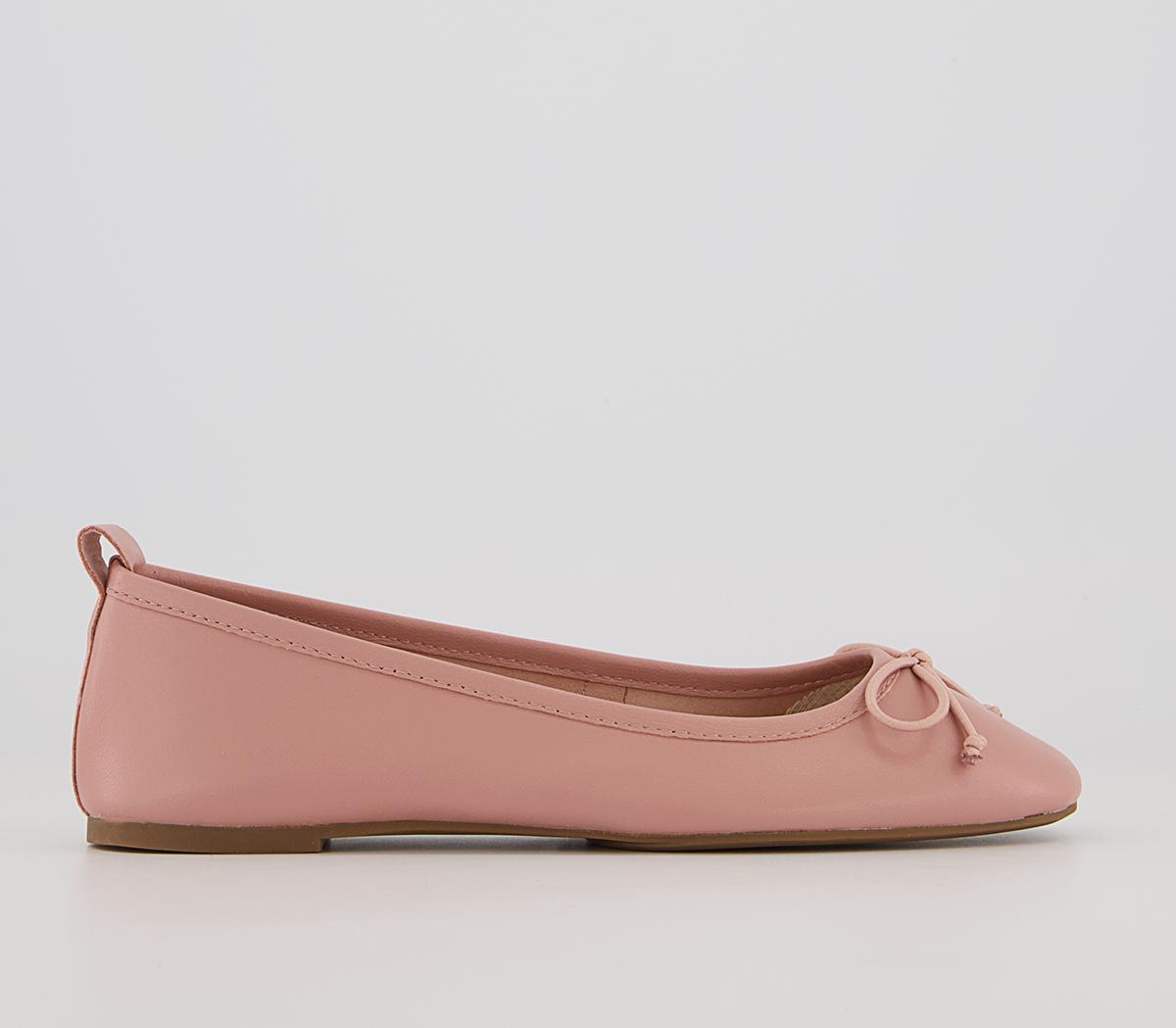 Office Feared Bow Ballet Shoes Office Feared Bow Ballet Shoes Pink Leather