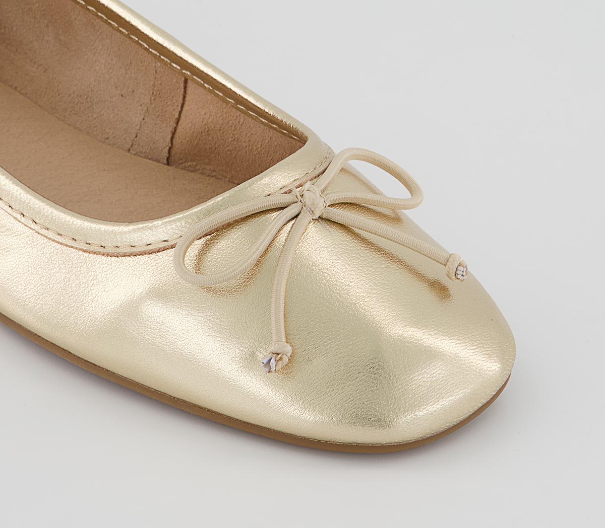 Office Feared Bow Ballet Shoes Office Feared Bow Ballet Shoes Gold Leather