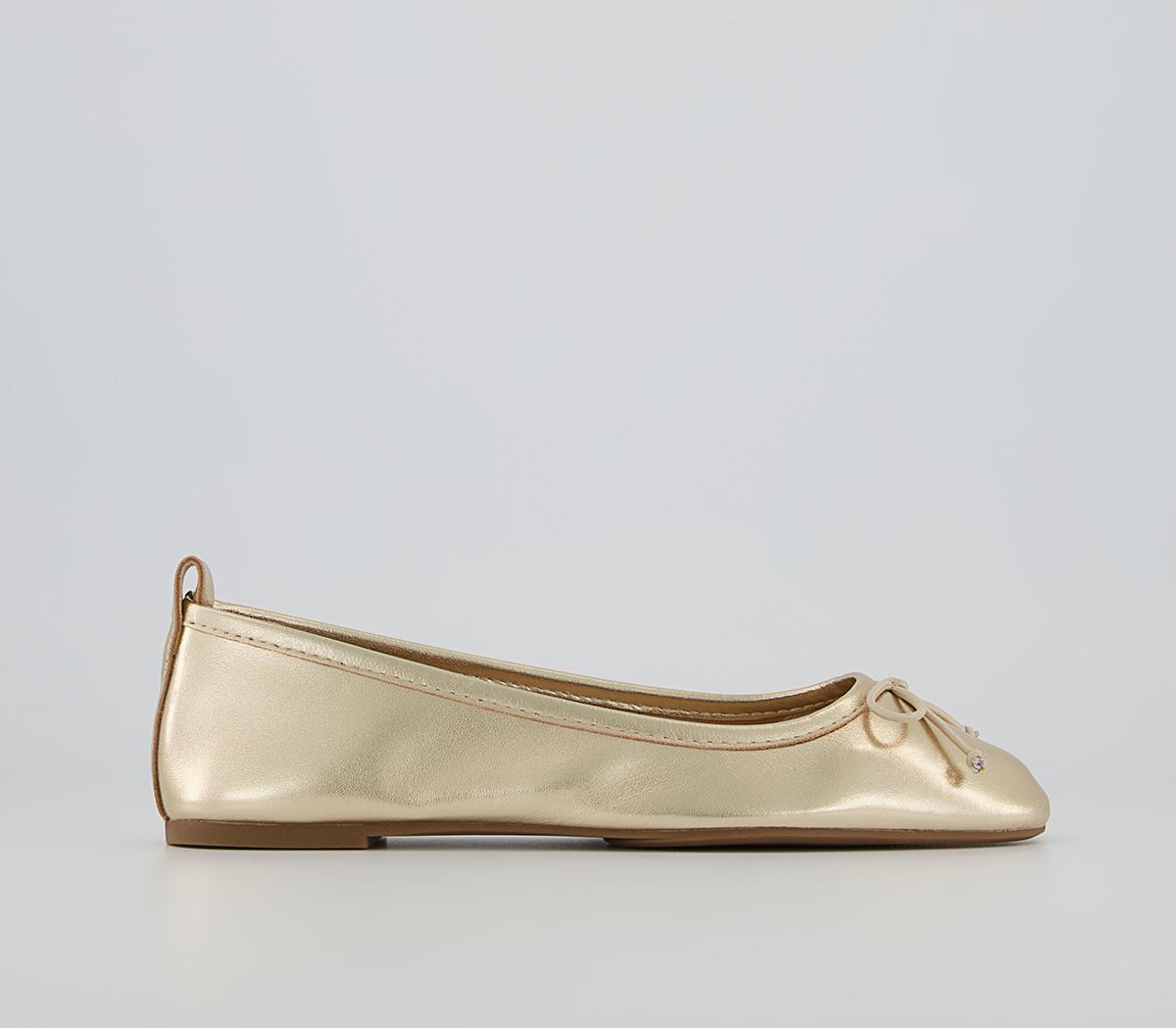 OfficeFeared Bow Ballet ShoesGold Leather