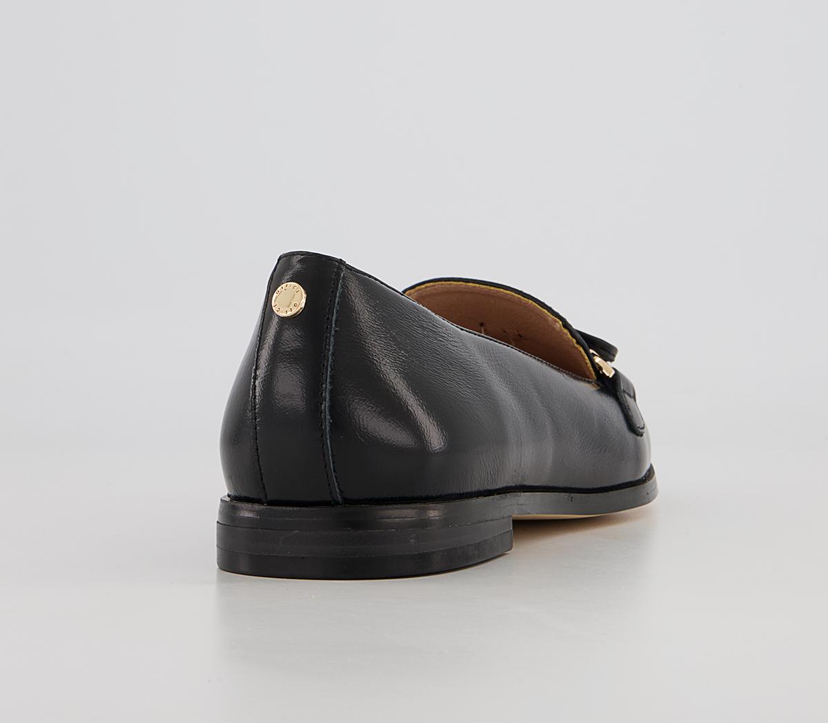 Office Feather Bow Loafers Office Feather Bow Loafers Black Leather Snake Mix