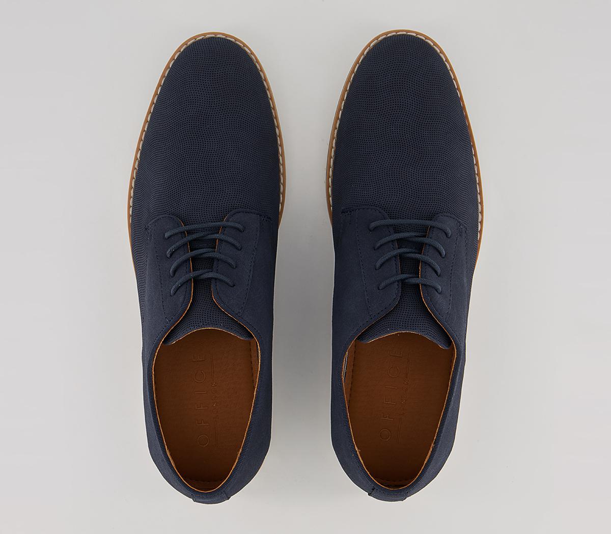 OFFICE Cheadle White Sole Embossed Vamp Derby Shoes Navy - Derby Shoes