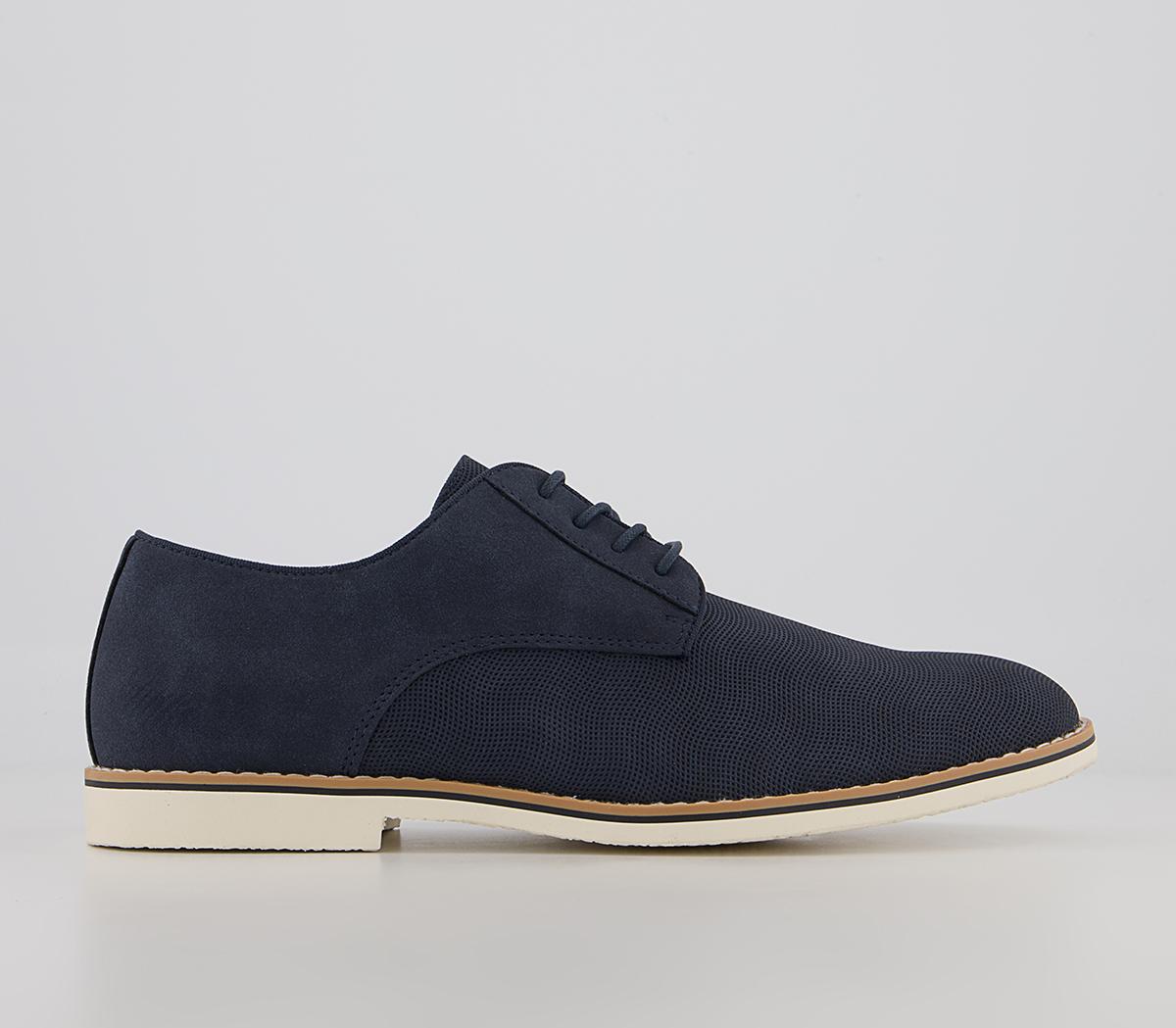 OFFICE Cheadle White Sole Embossed Vamp Derby Shoes Navy - Derby Shoes