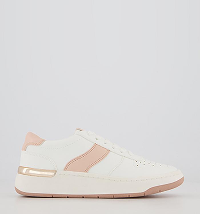 Office Fragment Side Details Lace Up Trainers White Nude Mix