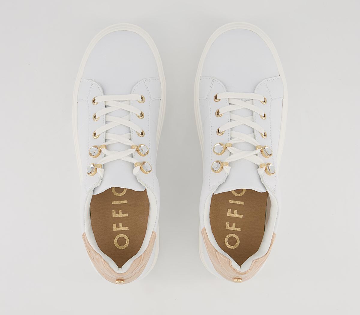 Office Fairfield Lace Up Cup Sole Platform Trainers Office Fairfield Lace Up Cup Sole Platform Trainers White Nude Mix