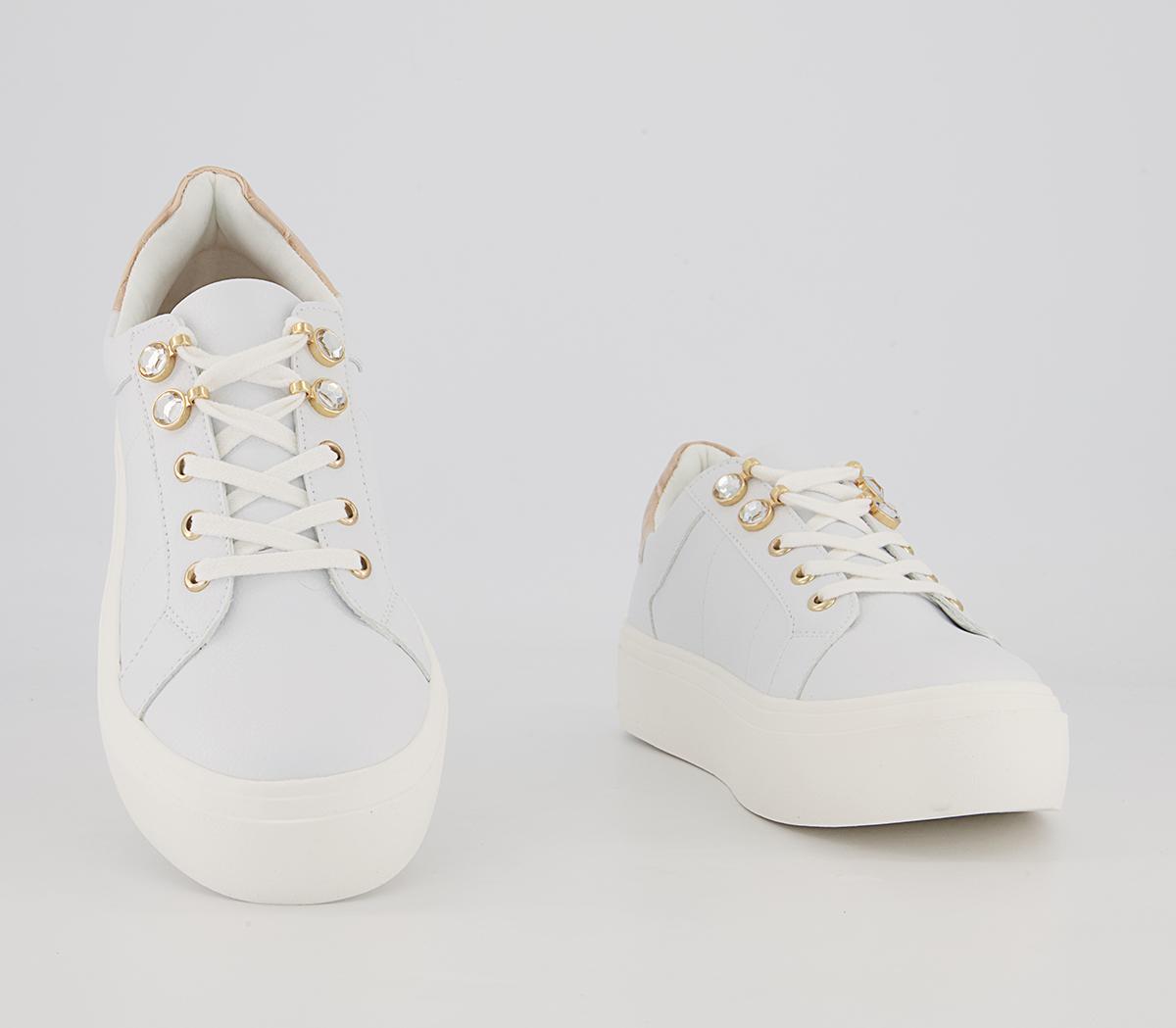 Office Fairfield Lace Up Cup Sole Platform Trainers Office Fairfield Lace Up Cup Sole Platform Trainers White Nude Mix
