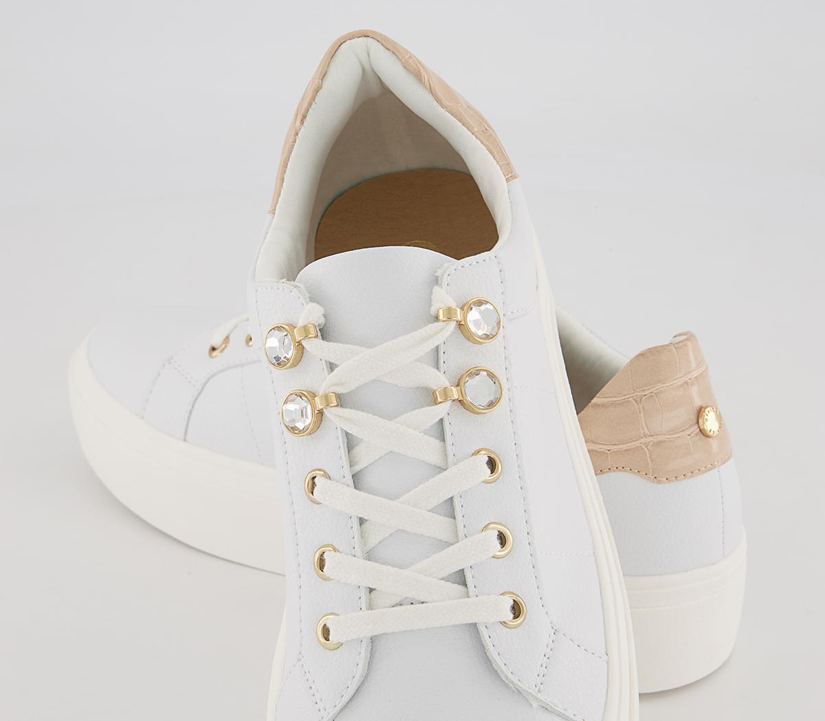 Office Fairfield Lace Up Cup Sole Platform Trainers Office Fairfield Lace Up Cup Sole Platform Trainers White Nude Mix