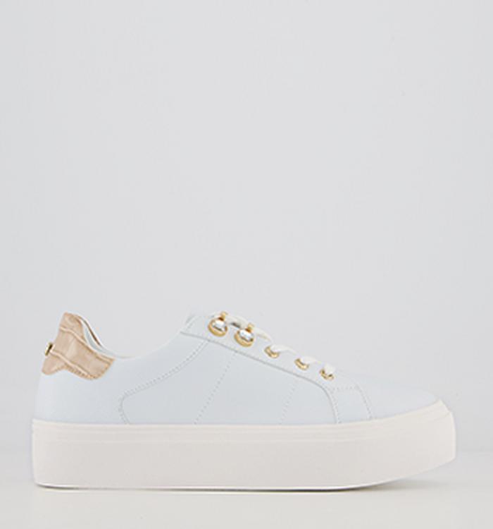 Office Fairfield Lace Up Cup Sole Platform Trainers White Nude Mix