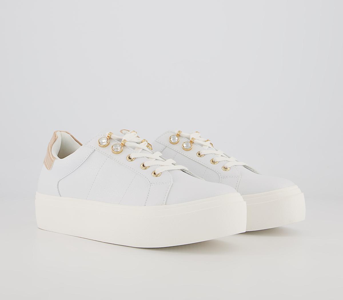 Office Fairfield Lace Up Cup Sole Platform Trainers Office Fairfield Lace Up Cup Sole Platform Trainers White Nude Mix