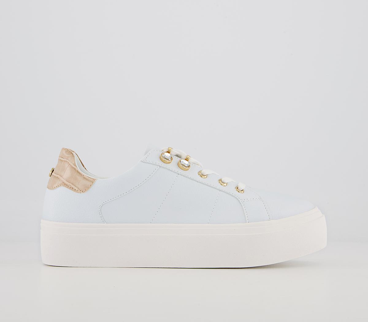 Office Fairfield Lace Up Cup Sole Platform Trainers Office Fairfield Lace Up Cup Sole Platform Trainers White Nude Mix