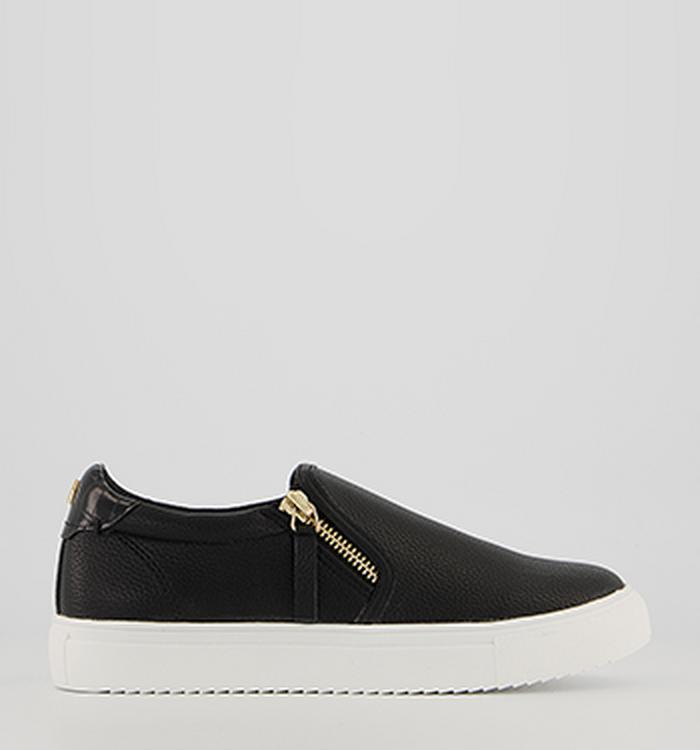 Office Fencing Side Zip Slip On Trainers Black Mix