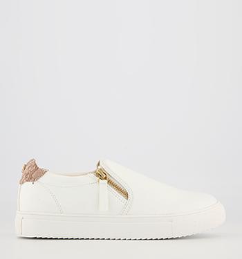 Womens Office Fetched Chunky Trainers White Leather Flats 