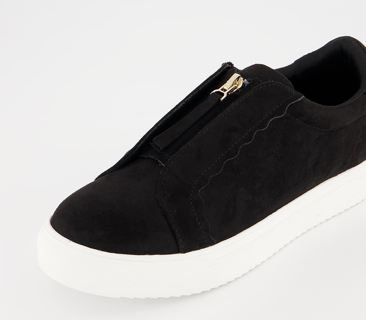 Office Fronted Zip Slip On Trainers Office Fronted Zip Slip On Trainers Black Mix