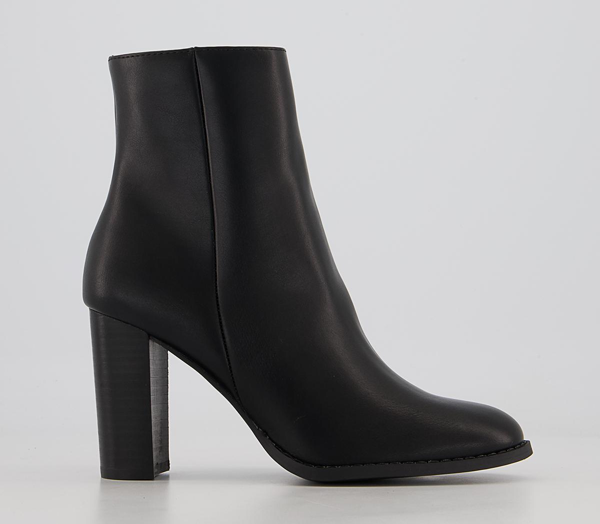 OFFICE Annabelle Block Heel Ankle Boots Black With Black Stack - Women ...