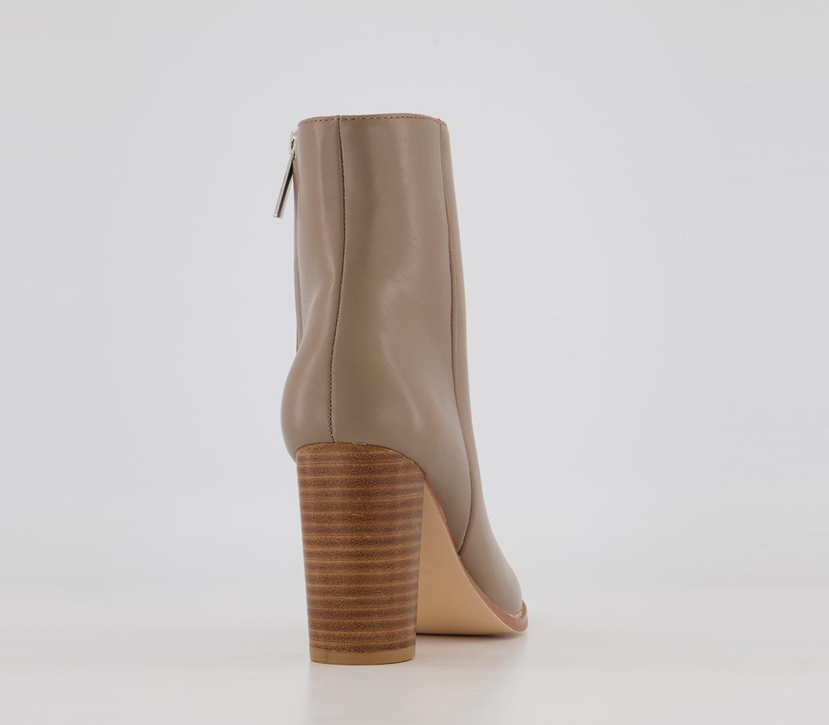 Office Annabelle Block Heel Ankle Boots Office Annabelle Block Heel Ankle Boots Taupe With Natural Stack