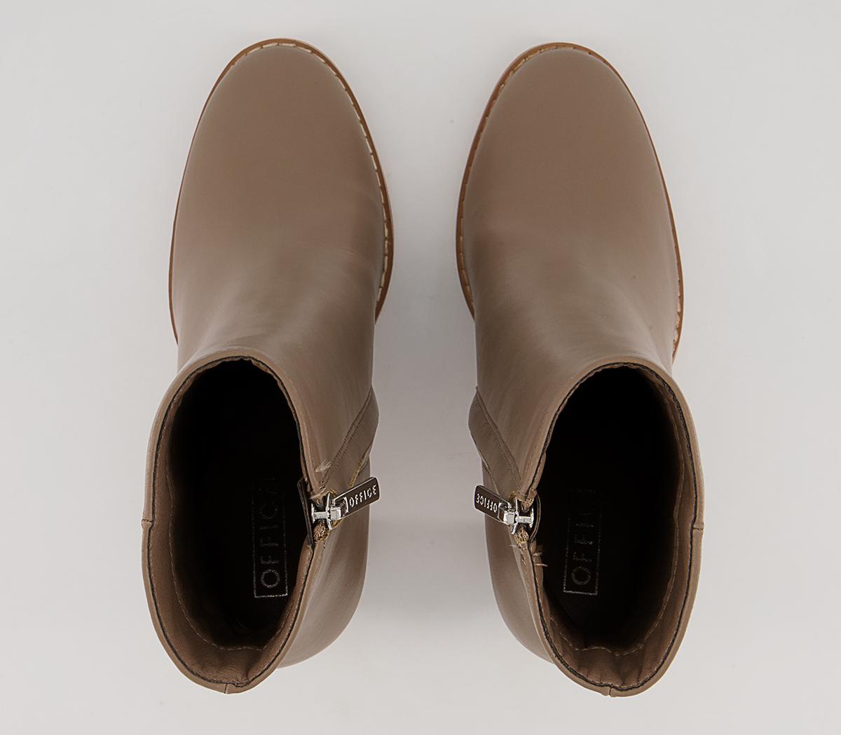 Office Annabelle Block Heel Ankle Boots Office Annabelle Block Heel Ankle Boots Taupe With Natural Stack