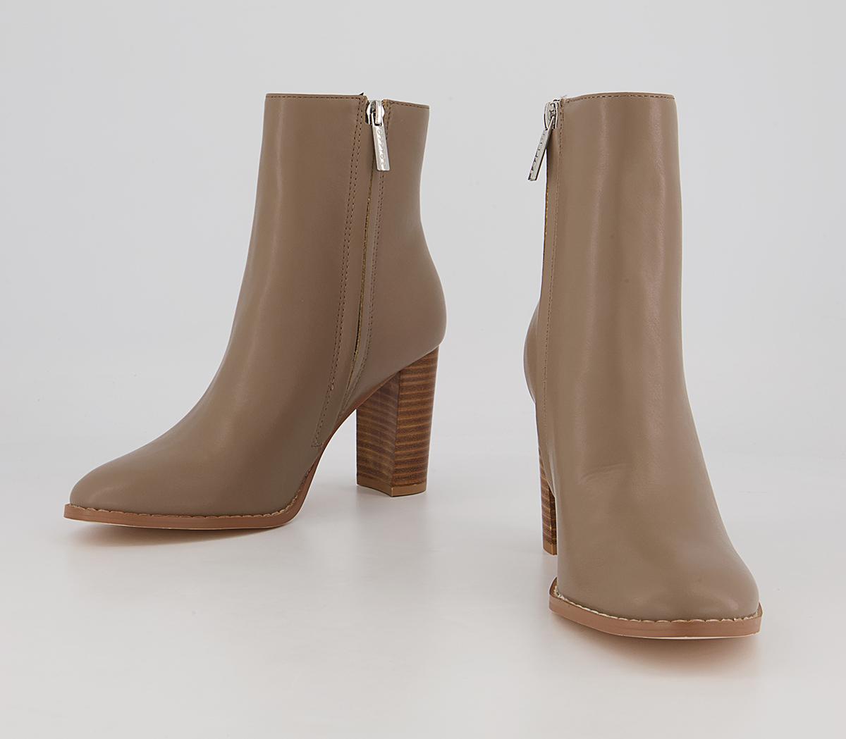 Office Annabelle Block Heel Ankle Boots Office Annabelle Block Heel Ankle Boots Taupe With Natural Stack