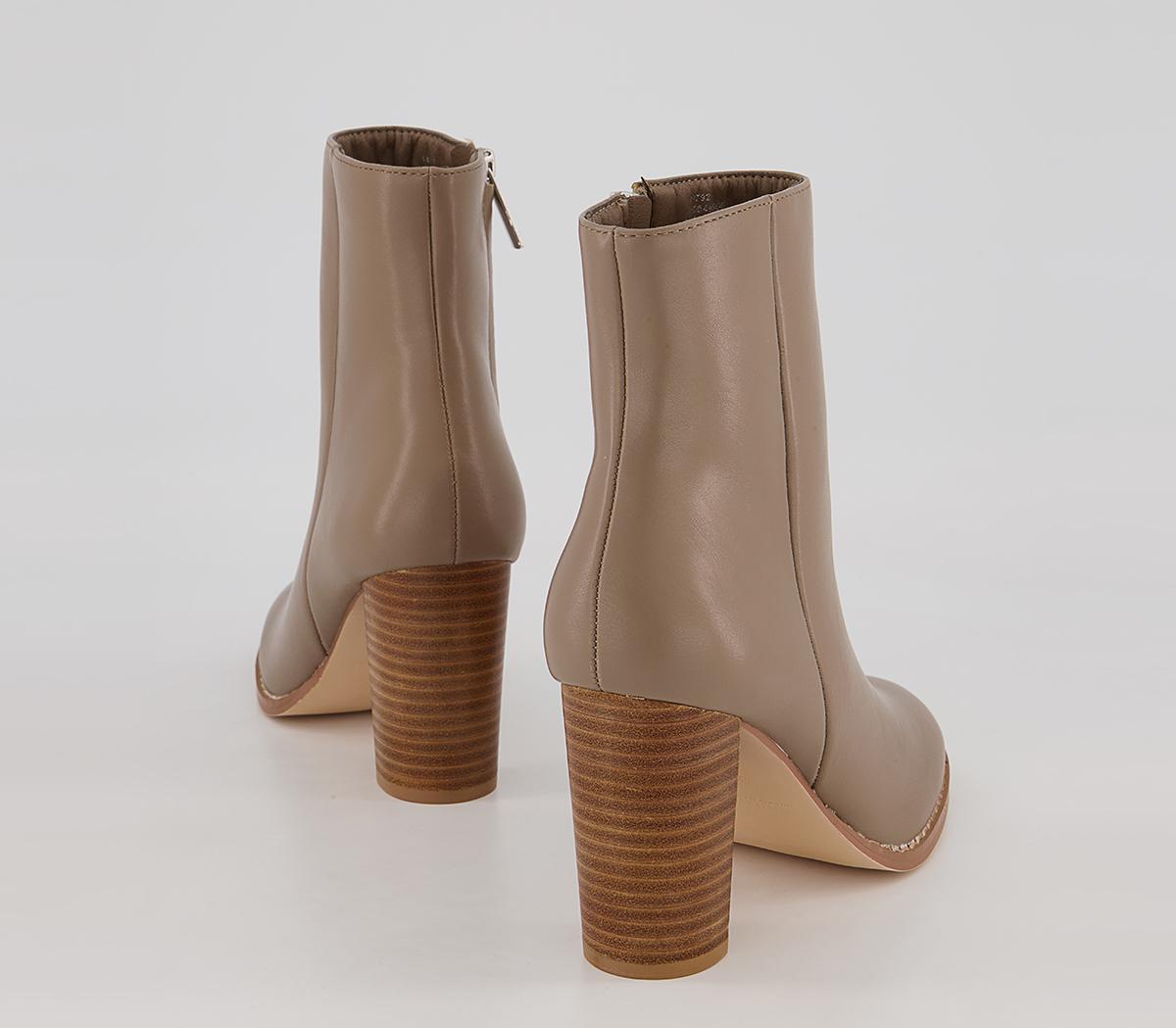 Office Annabelle Block Heel Ankle Boots Office Annabelle Block Heel Ankle Boots Taupe With Natural Stack