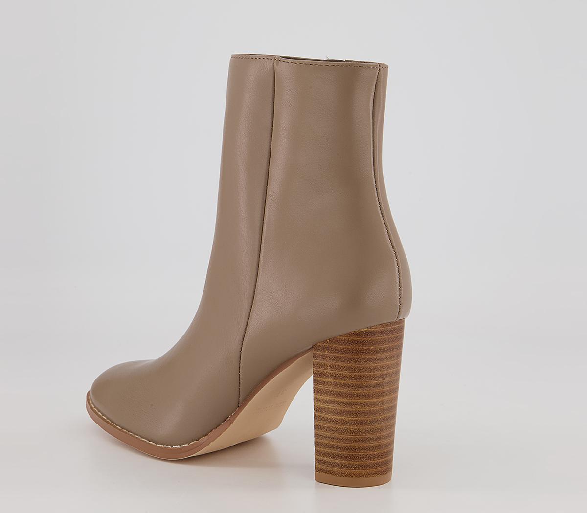 Office Annabelle Block Heel Ankle Boots Office Annabelle Block Heel Ankle Boots Taupe With Natural Stack