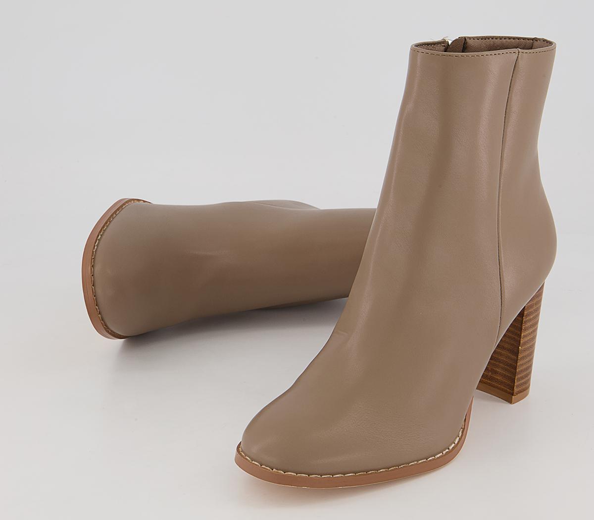 Office Annabelle Block Heel Ankle Boots Office Annabelle Block Heel Ankle Boots Taupe With Natural Stack