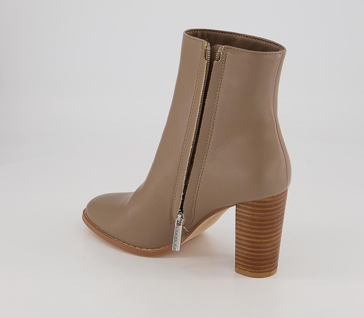 Office Annabelle Block Heel Ankle Boots Office Annabelle Block Heel Ankle Boots Taupe With Natural Stack