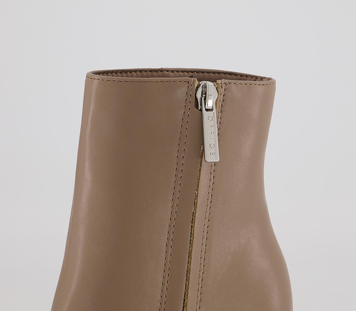 Office Annabelle Block Heel Ankle Boots Office Annabelle Block Heel Ankle Boots Taupe With Natural Stack