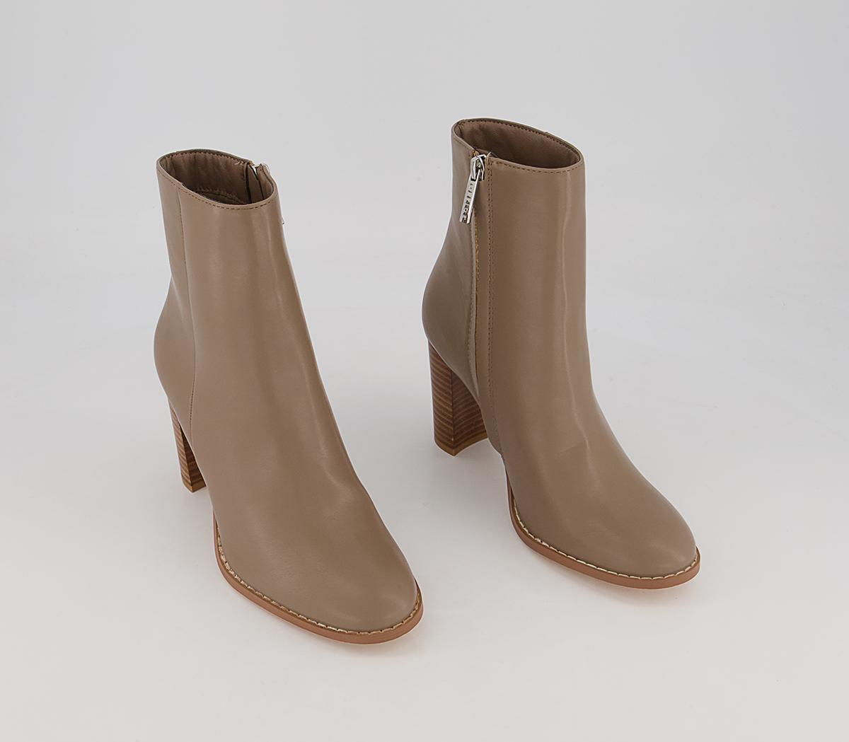 Office Annabelle Block Heel Ankle Boots Office Annabelle Block Heel Ankle Boots Taupe With Natural Stack