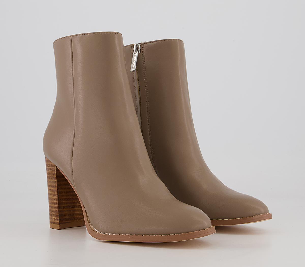 Office Annabelle Block Heel Ankle Boots Office Annabelle Block Heel Ankle Boots Taupe With Natural Stack