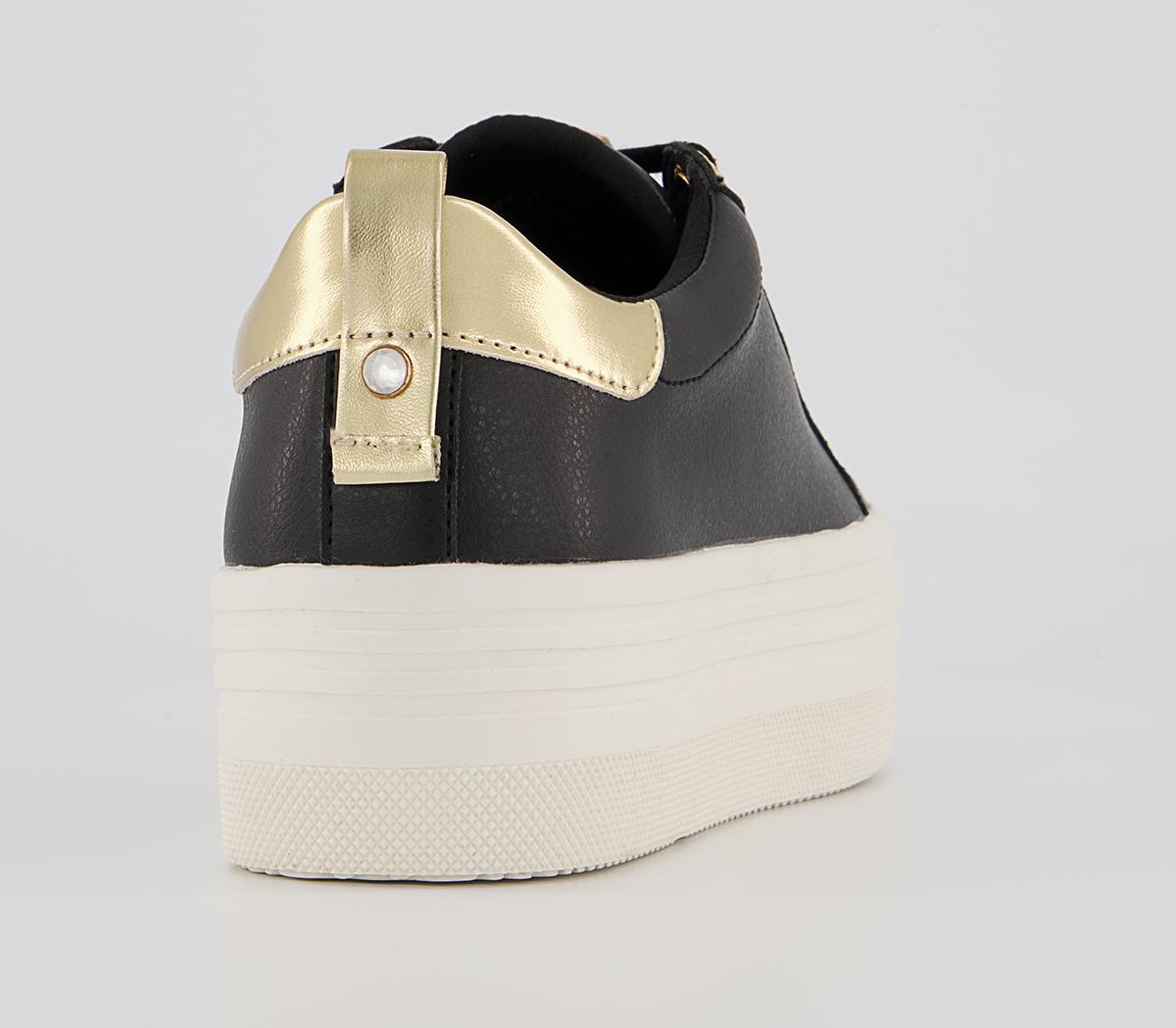 Office Fetch Flatform Lace Up Trainers Office Fetch Flatform Lace Up Trainers Black Metallic Mix