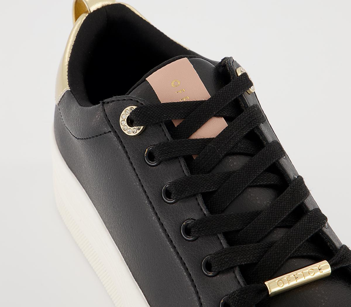 Office Fetch Flatform Lace Up Trainers Office Fetch Flatform Lace Up Trainers Black Metallic Mix