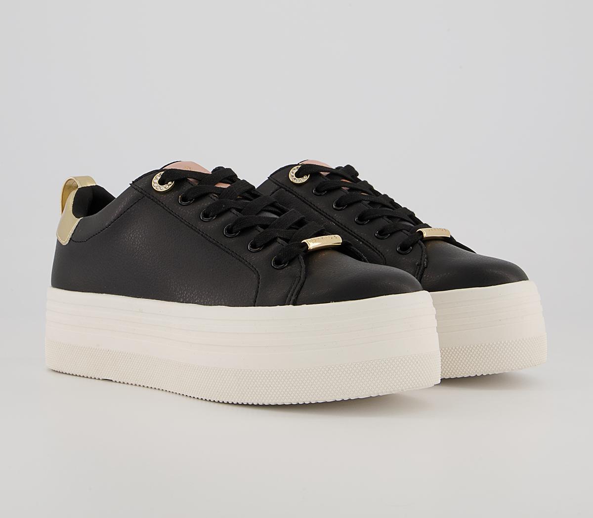 Office Fetch Flatform Lace Up Trainers Office Fetch Flatform Lace Up Trainers Black Metallic Mix