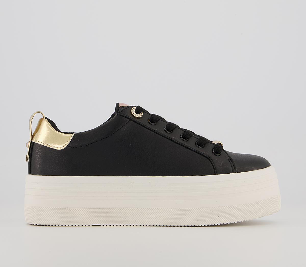 Office Fetch Flatform Lace Up Trainers Office Fetch Flatform Lace Up Trainers Black Metallic Mix