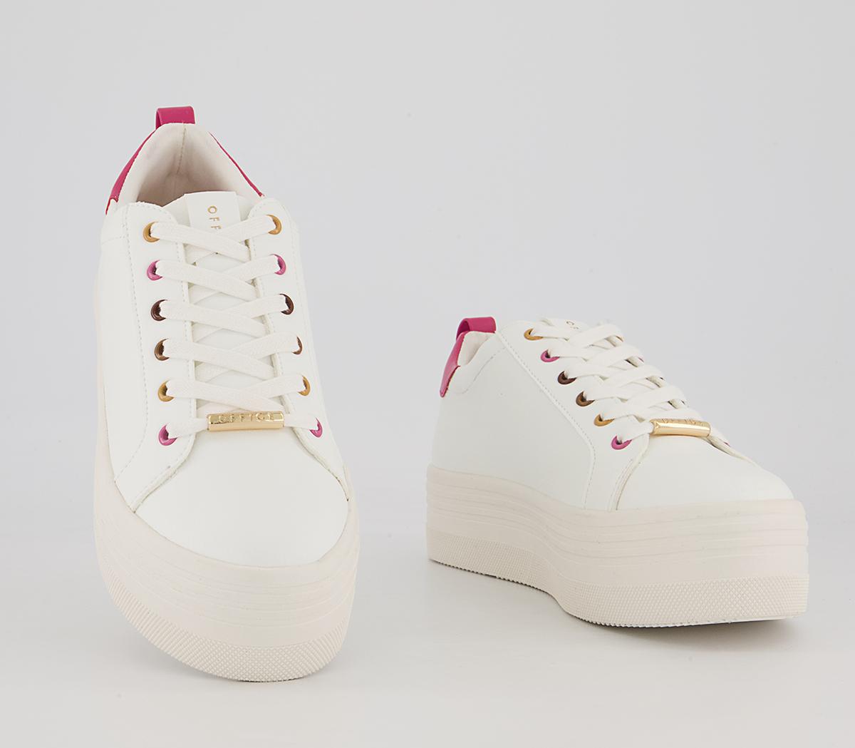 Office Fetch Flatform Lace Up Trainers Office Fetch Flatform Lace Up Trainers White Pink Mix