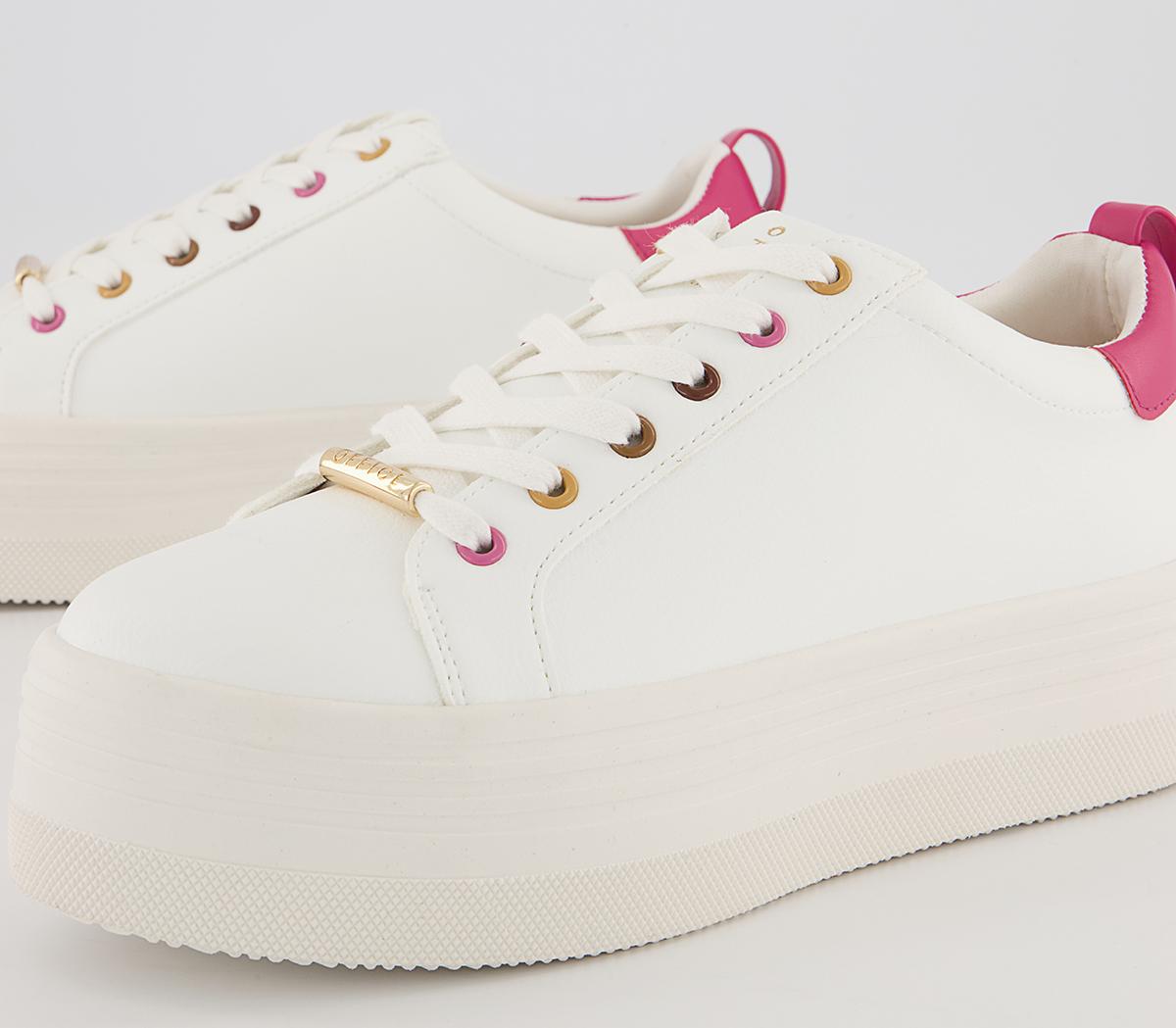 Office Fetch Flatform Lace Up Trainers Office Fetch Flatform Lace Up Trainers White Pink Mix
