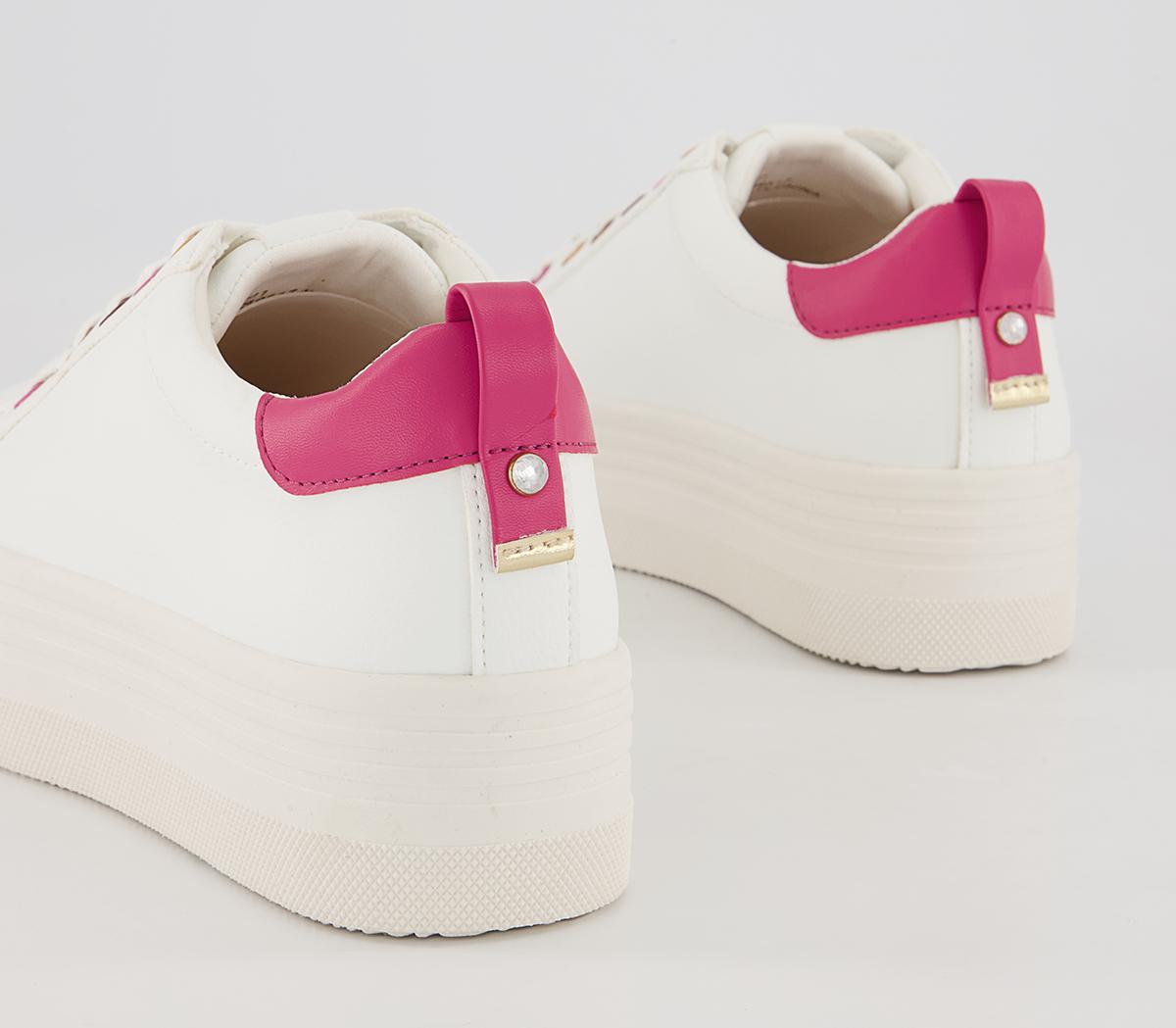 Office Fetch Flatform Lace Up Trainers Office Fetch Flatform Lace Up Trainers White Pink Mix
