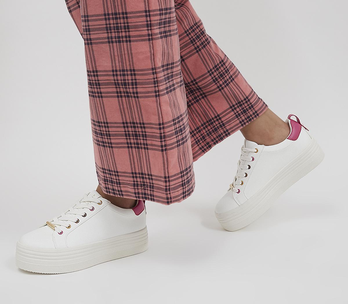 OfficeFetch Flatform Lace Up TrainersWhite Pink Mix