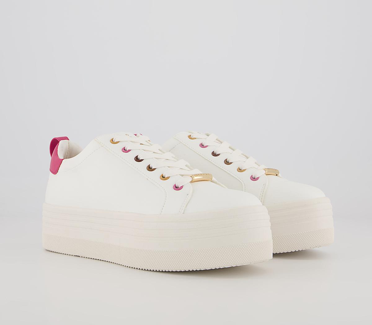Office Fetch Flatform Lace Up Trainers Office Fetch Flatform Lace Up Trainers White Pink Mix