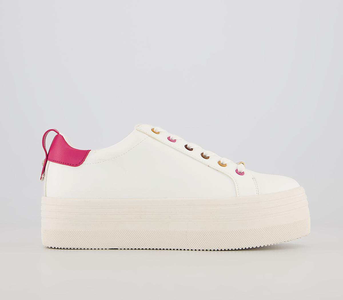 Office Fetch Flatform Lace Up Trainers Office Fetch Flatform Lace Up Trainers White Pink Mix