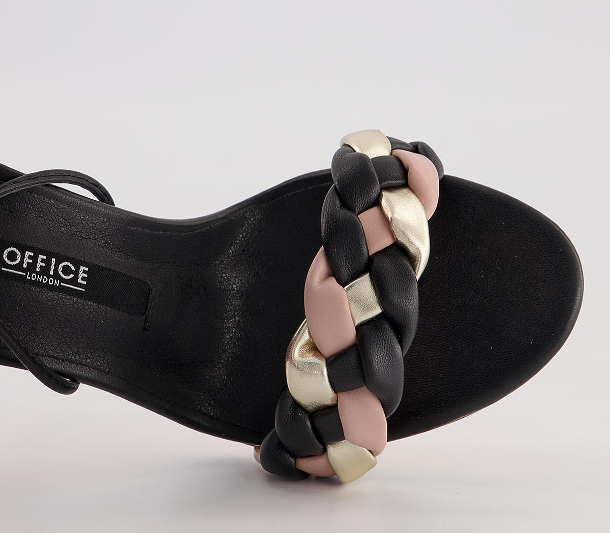 Office Halo Soft Plaited Ankle Tie Stiletto Heeled Sandals Office Halo Soft Plaited Ankle Tie Stiletto Heeled Sandals Black Mix