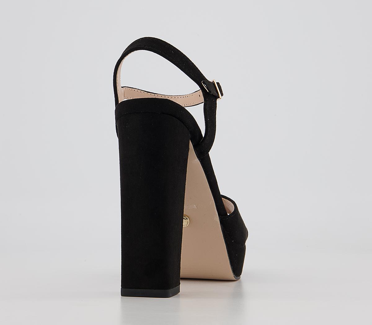 Office Hearty Square Toe Platform Block Heeled Sandals Office Hearty Square Toe Platform Block Heeled Sandals Black