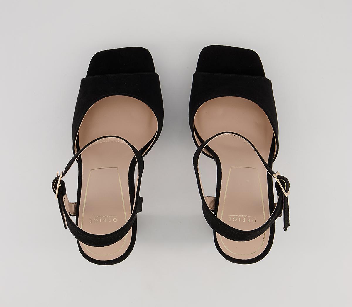 Office Hearty Square Toe Platform Block Heeled Sandals Office Hearty Square Toe Platform Block Heeled Sandals Black